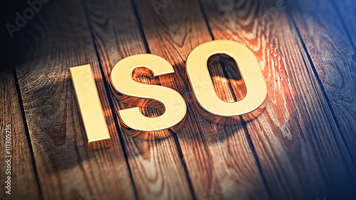 Acronym ISO on wood planks
