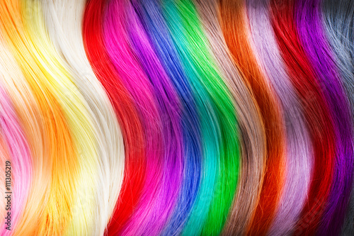 Hair colors palette. Dyed hair color samples