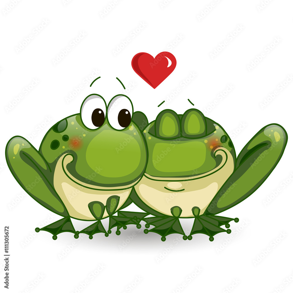 Obraz premium Vector illustration. Love frogs.
