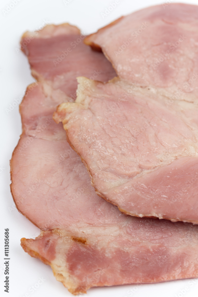 Delicious smoked ham macro studio copy space Delicious smoked ham macro studio copy space