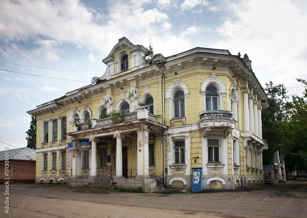 Former mansion of merchant Nevorotin on Big street in Bezhetsk. Russia