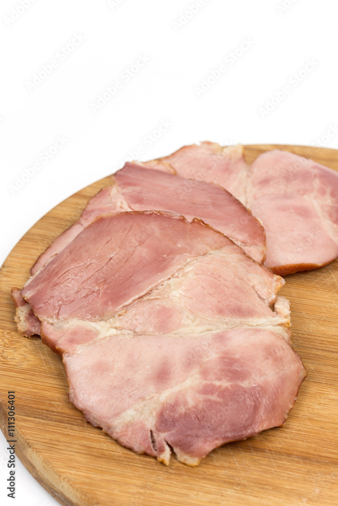 Domestic homemade cooked smoked fried ham Domestic homemade cooked smoked fried ham