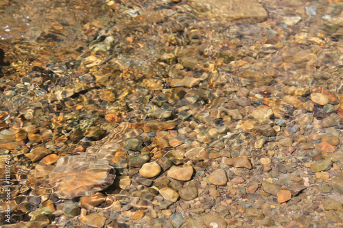 Mountain river's waves. Rocks under the water