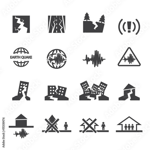 earthquake icons set