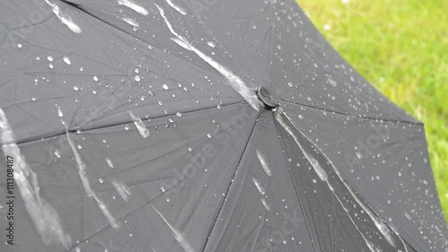 raindrops on a black umbrella
