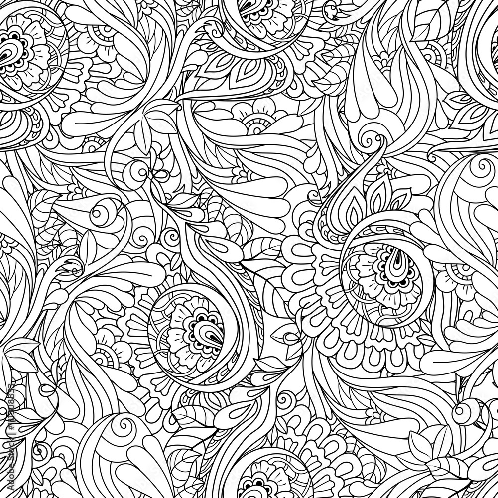 Seamless black and white pattern in a zentangle style Seamless black and white pattern in a zentangle style