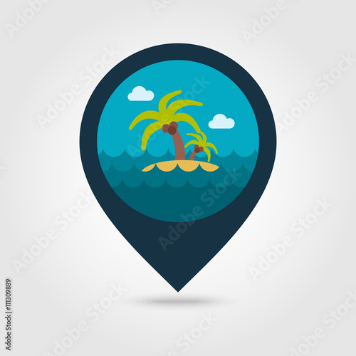 Island palm trees pin map icon. Summer. Vacation