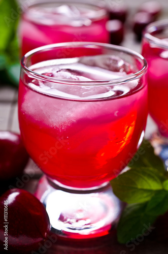 Transparent red drink