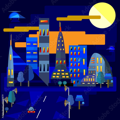 night town flat design