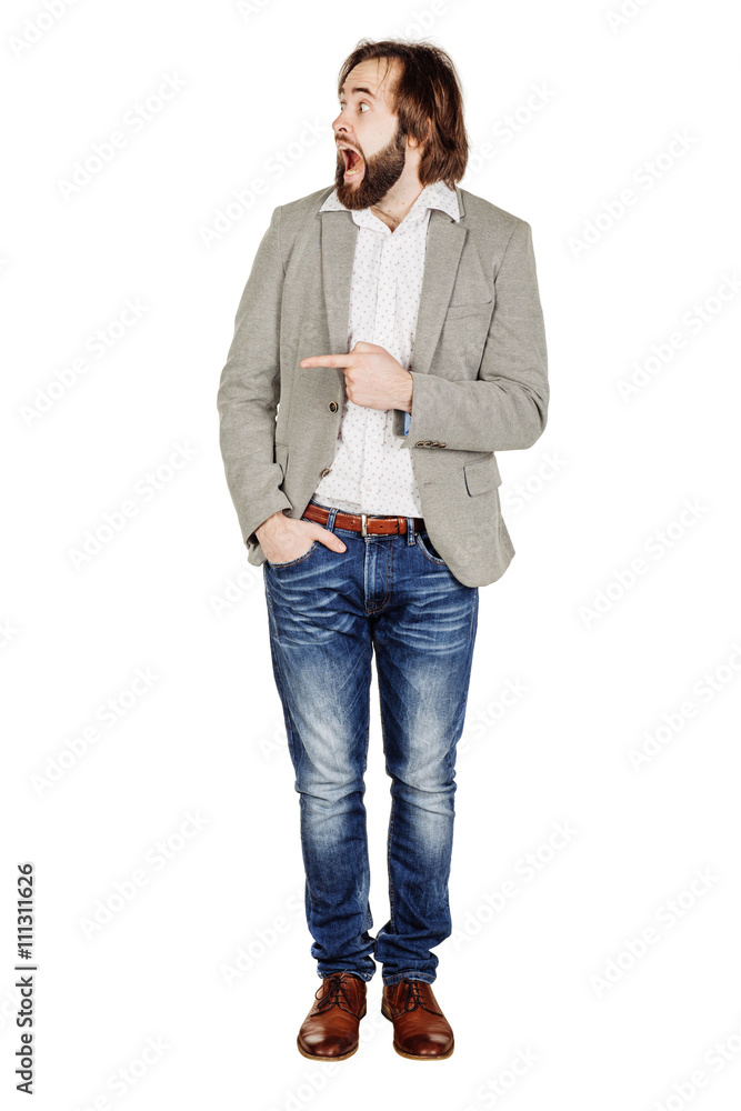 businessman looking and pointing finger gesture . happiness businessman looking and pointing finger gesture . happiness