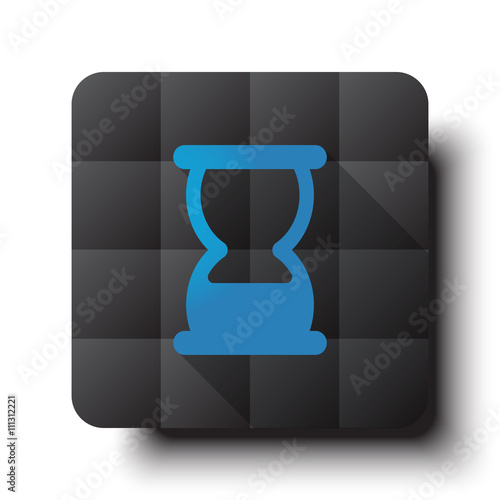 Flat Hourglass icon on black app button with drop shadow