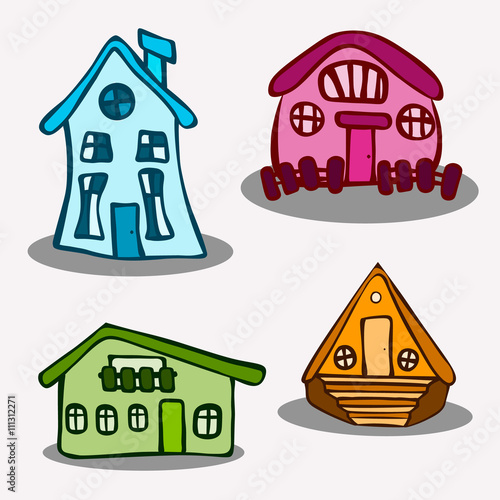 Vector image of houses, cartoon style