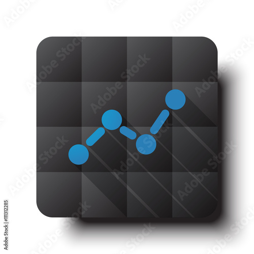 Flat Graph icon on black app button with drop shadow