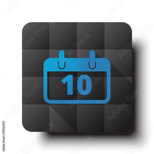 Flat Calendar icon on black app button with drop shadow