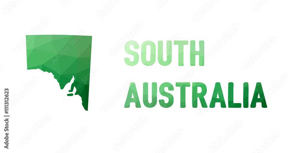 Green polygonal mosaic map of South Australia, SA - political part of Australia