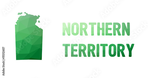 Green polygonal mosaic map of Northern Territory, NT - political part of Australia