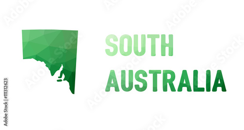 Green polygonal mosaic map of South Australia, SA - political part of Australia