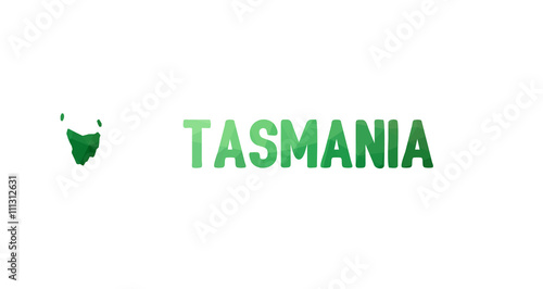 Green polygonal mosaic map of Tasmania, TAS - political part of Australia