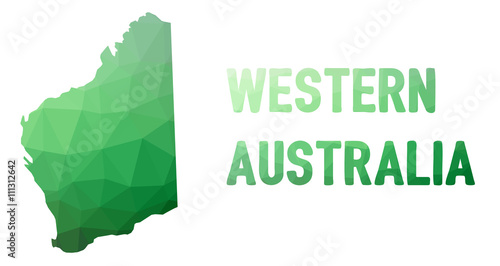 Green polygonal mosaic map of Western Australia, WA - political part of Australia