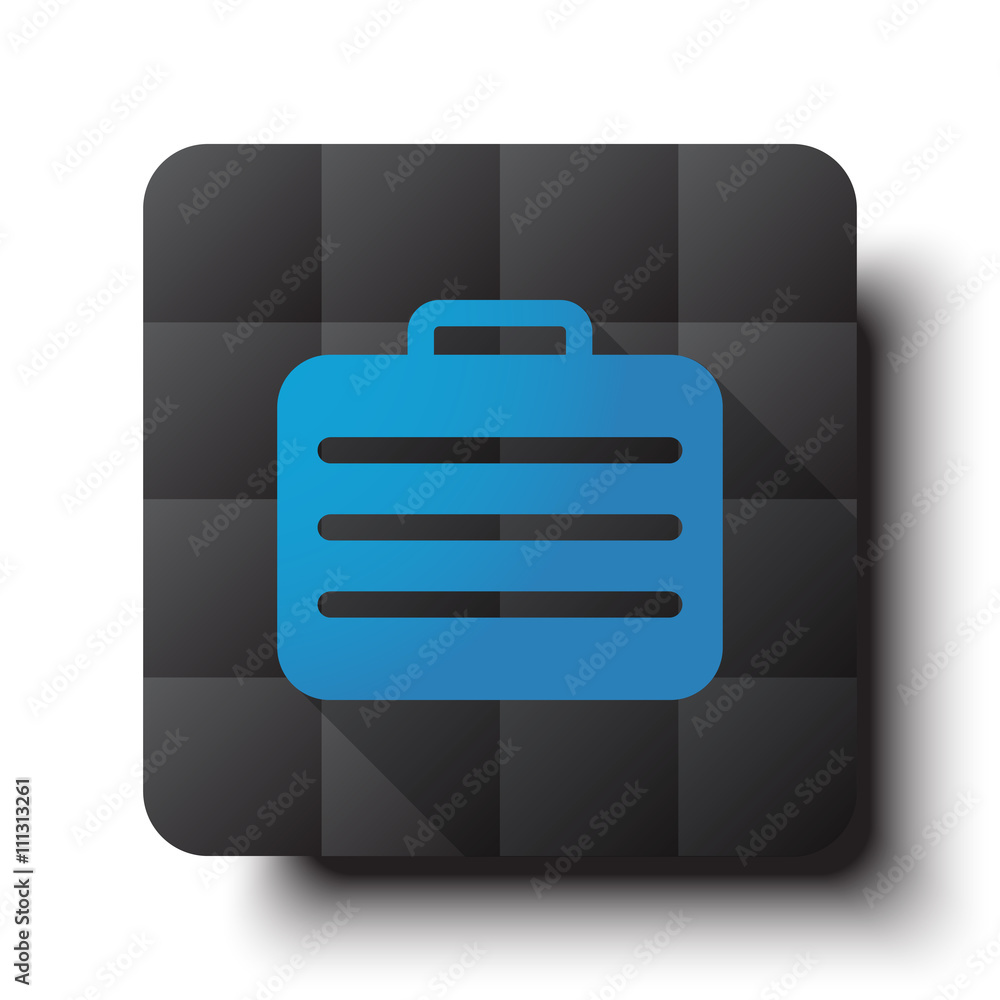 Flat Travel Case icon on black app button with drop shadow Flat Travel Case icon on black app button with drop shadow