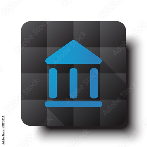 Flat Museum icon on black app button with drop shadow