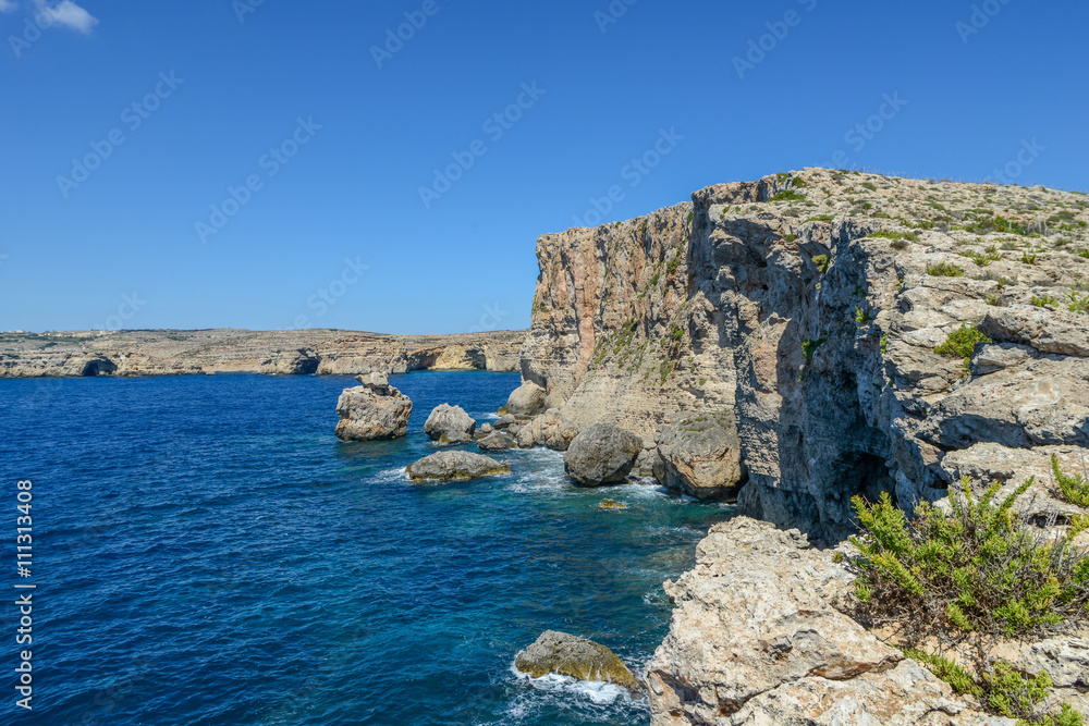 Rocky cliffs of Gozo near Malta