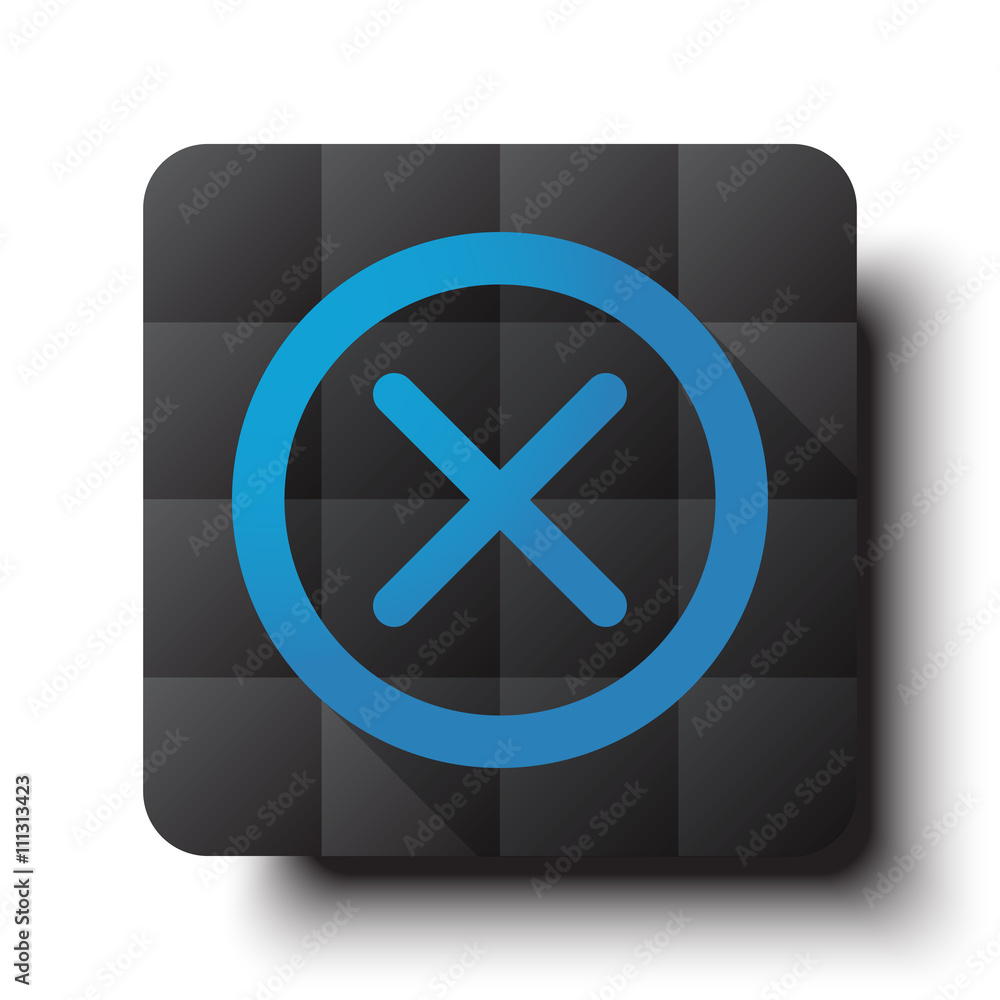 Flat Cancel icon on black app button with drop shadow Flat Cancel icon on black app button with drop shadow