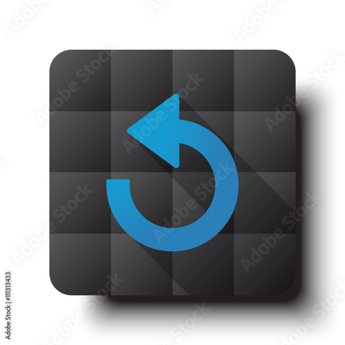 Flat Undo icon on black app button with drop shadow