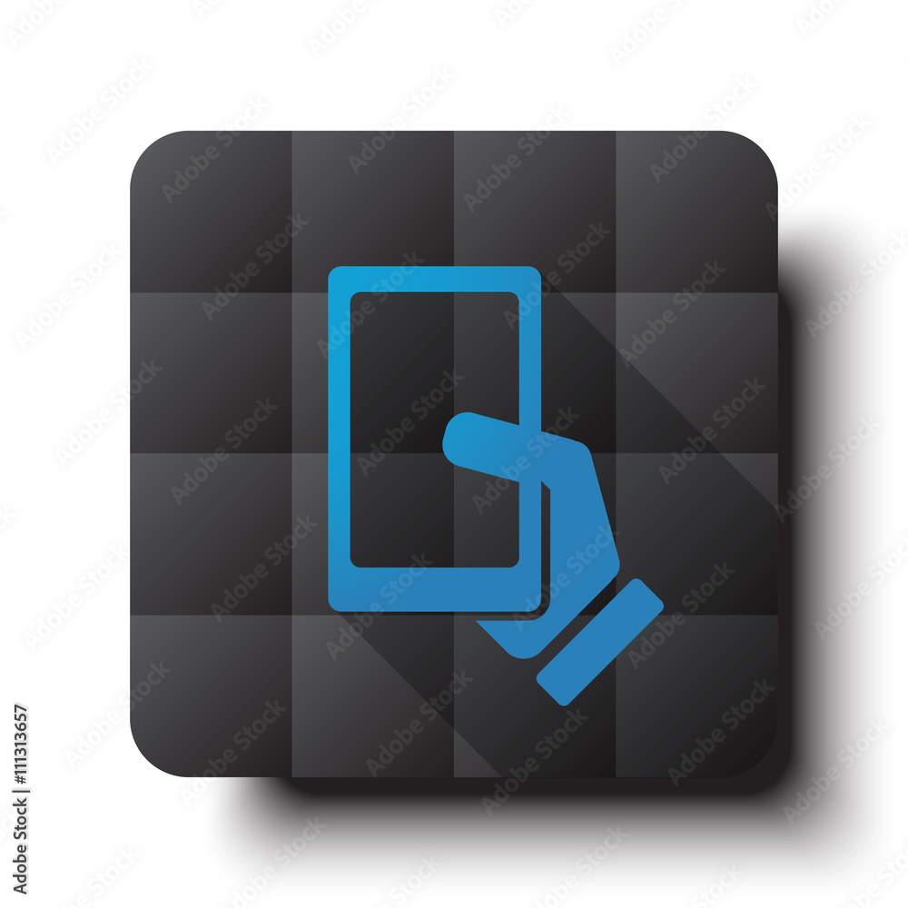 Flat Smartphone icon on black app button with drop shadow Flat Smartphone icon on black app button with drop shadow
