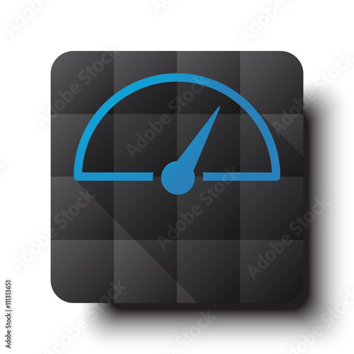 Flat Speed Meter icon on black app button with drop shadow