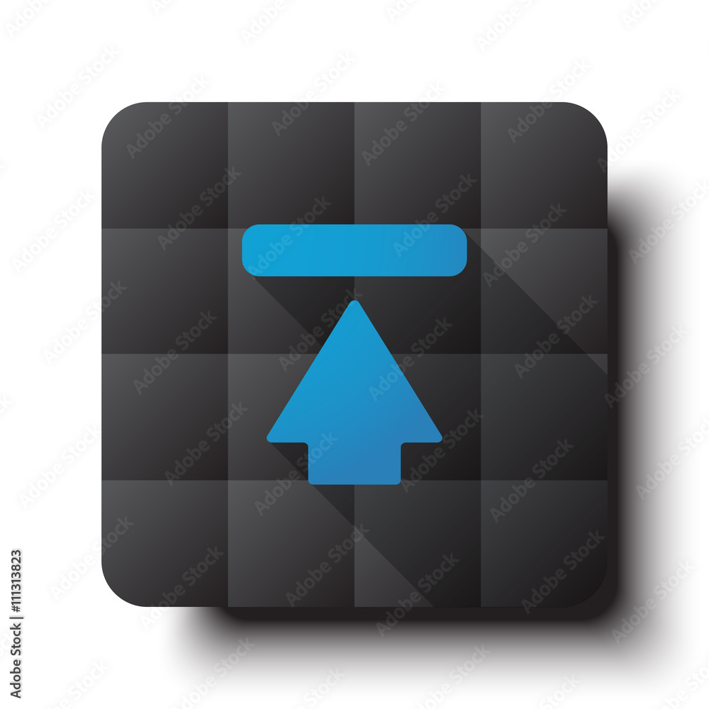 Flat Upload icon on black app button with drop shadow Flat Upload icon on black app button with drop shadow