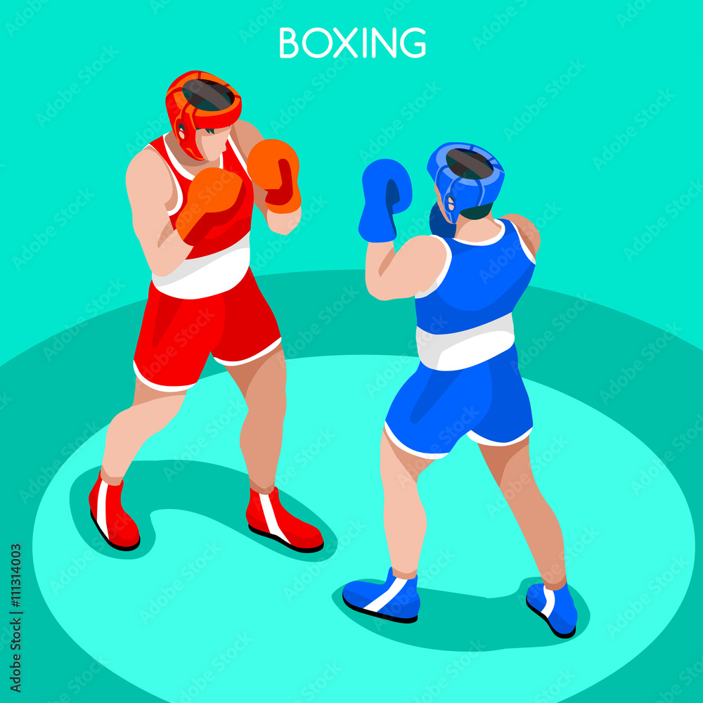 Boxing Players Summer Games Icon Set.3D Isometric Boxer.Sporting  Championship International Boxe Competition.Sport Infographic Boxing Vector  Illustration Stock Vector | Adobe Stock