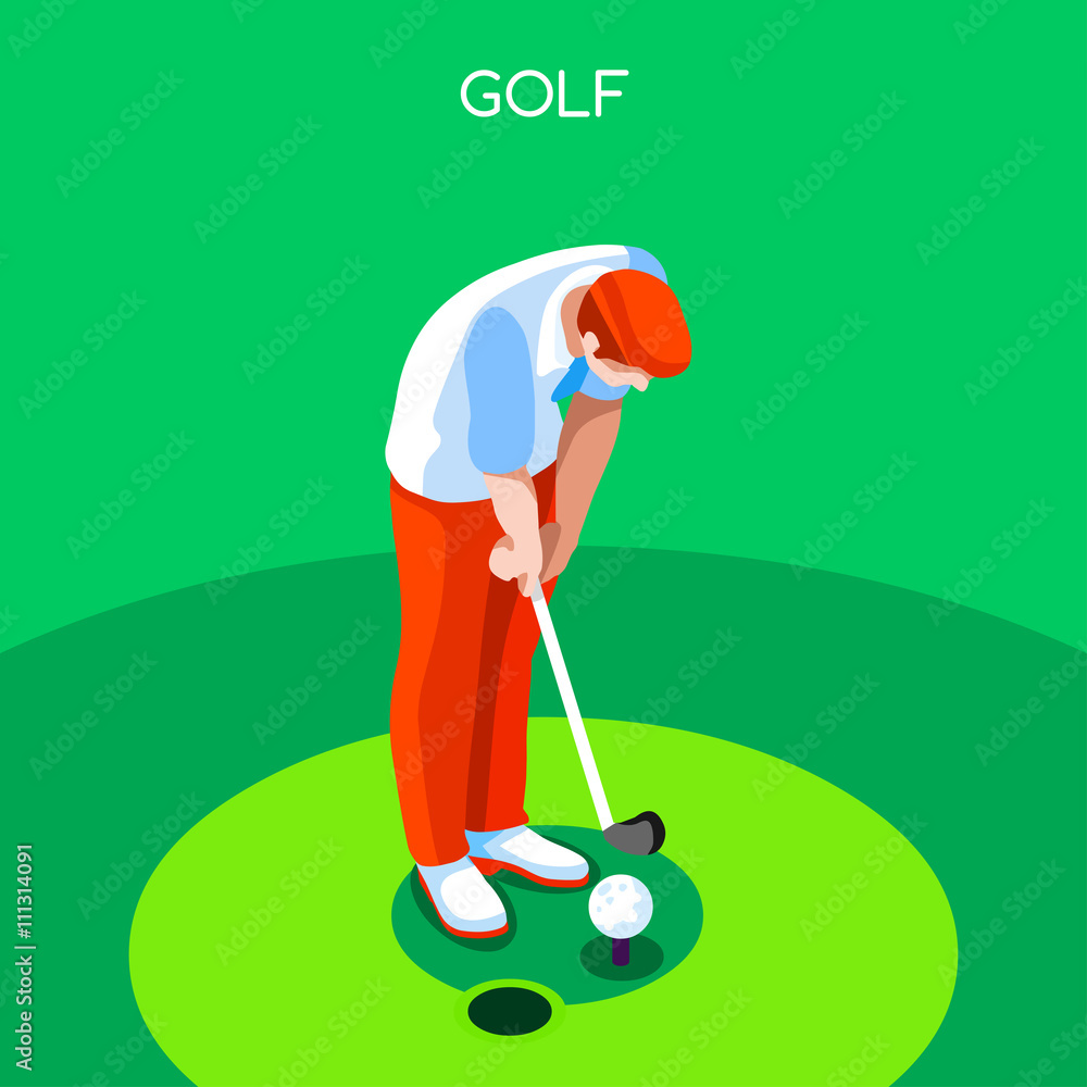 Golf Summer Games Icon Set.3D Isometric Golfer Athlete.Sporting Championship International Golf Competition.Sport Infographic Golf Vector Illustration Golf Summer Games Icon Set.3D Isometric Golfer Athlete.Sporting Championship International Golf Competition.Sport Infographic Golf Vector Illustration