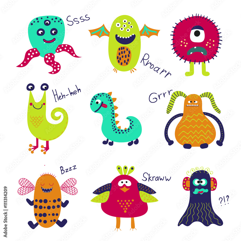 Set Of Monsters Isolated On White Background Stock Illustration - Download  Image Now - Monster - Fictional Character, Cartoon, Characters - iStock