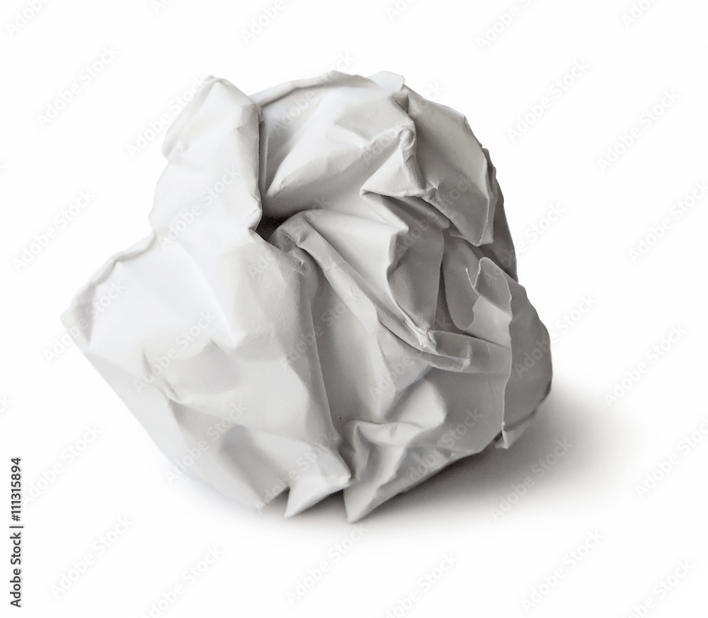 paper wad, isolated on white