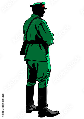 Soldier in milirary uniform on white background photo
