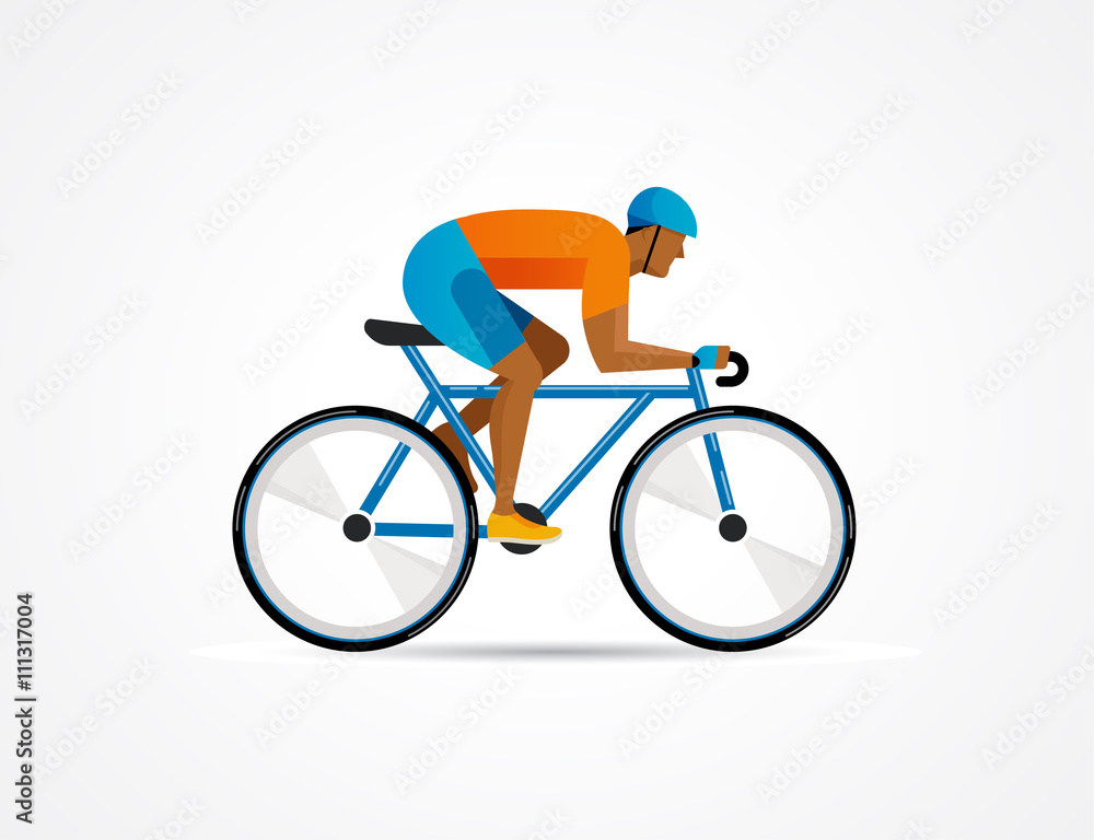 Fototapeta premium cyclist riding on bicycle, vector illustration and poster