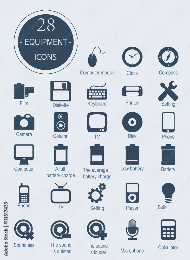 Icons with electronic devices Icons with electronic devices