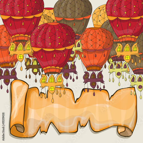 Hot air balloons postcard