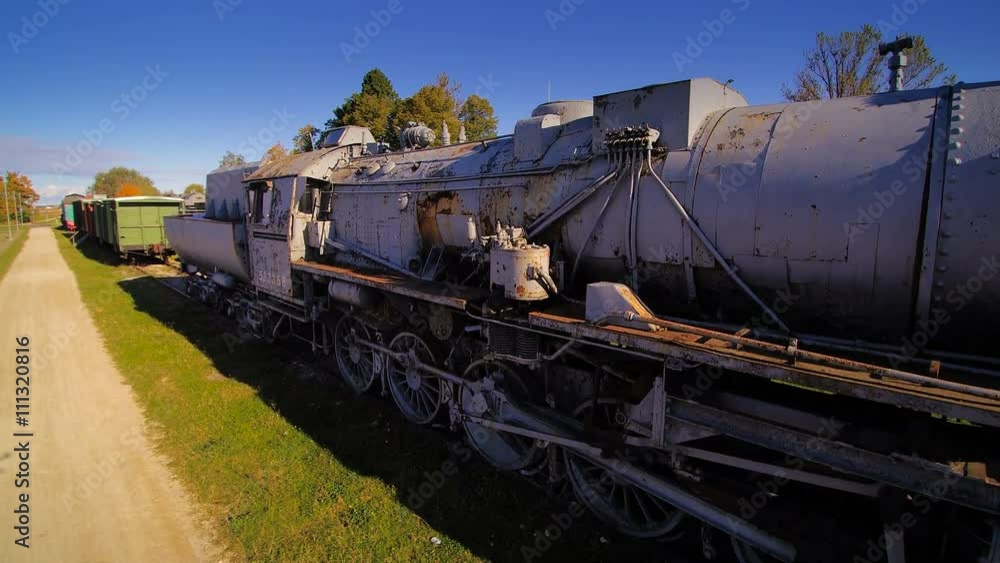 Close look of the train on the old station. The old station in Haapsalu Estonia with the old train and old railway Close look of the train on the old station. The old station in Haapsalu Estonia with the old train and old railway