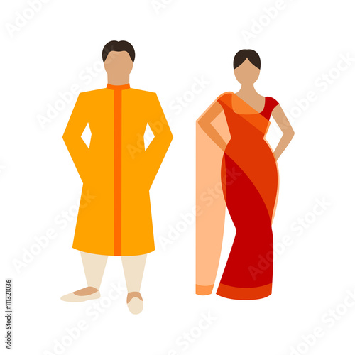 Vector Illustration of an Indian Couple