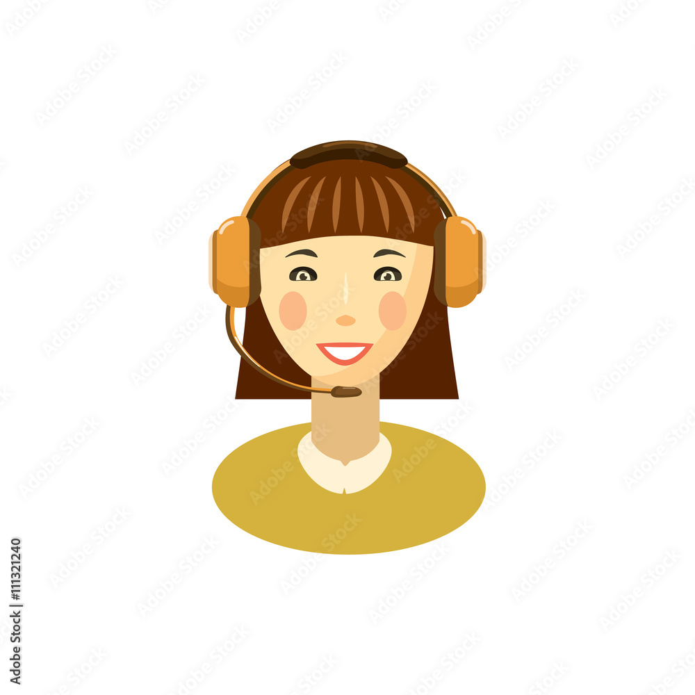 Female customer support operator with headset icon Female customer support operator with headset icon