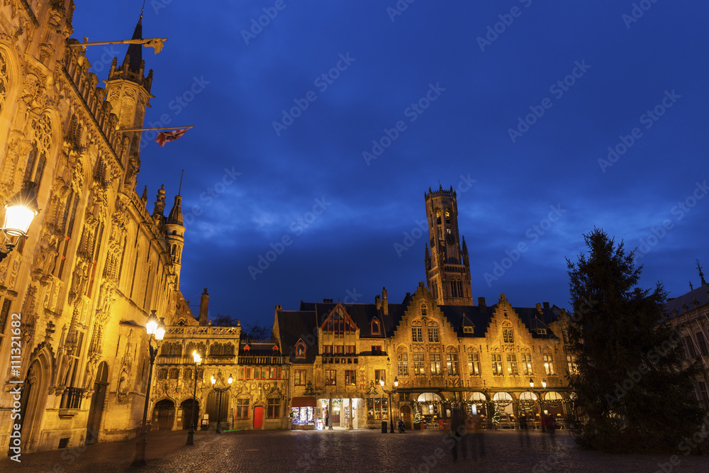 Naklejka premium Bruges City Hall on Burg Square