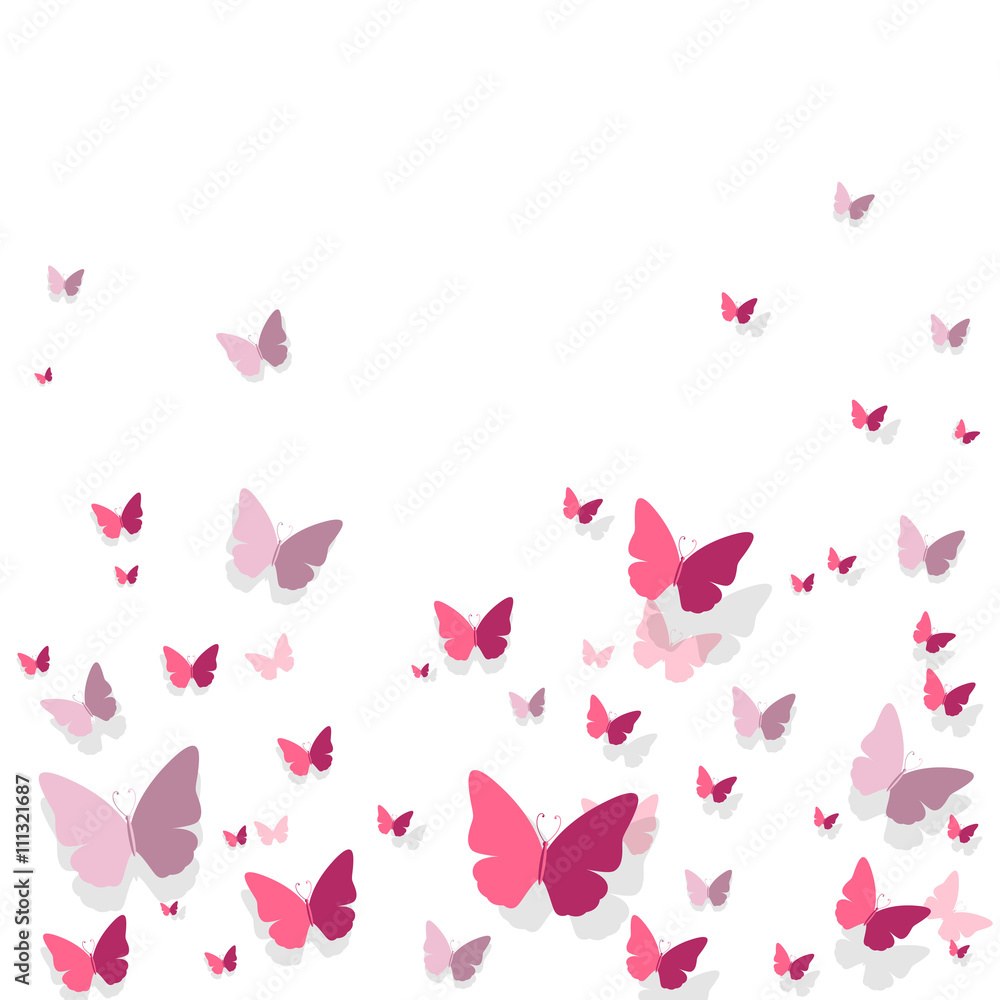 Vector Illustration of a Romantic Background with Paper Butterflies Vector Illustration of a Romantic Background with Paper Butterflies