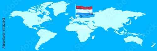 Pianeta Terra 3D con bandiera al vento Lussemburgo