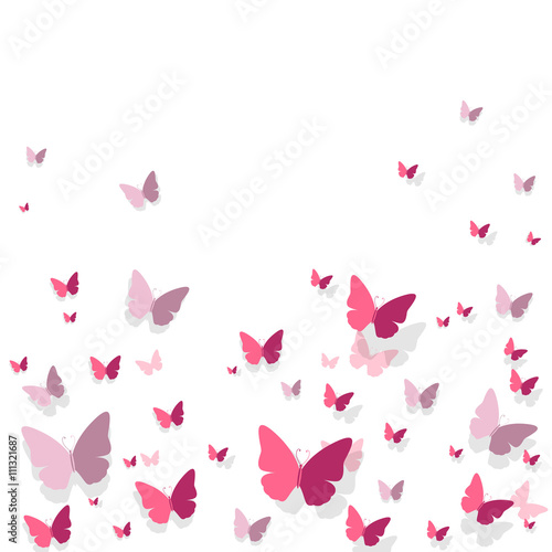 Fototapeta Naklejka Na Ścianę i Meble -  Vector Illustration of a Romantic Background with Paper Butterflies