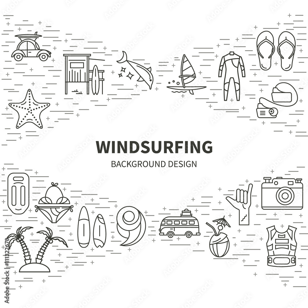 Windsurfing concept icons