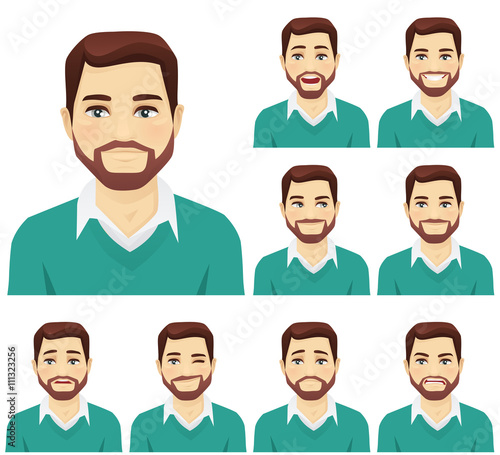 Beard man expression set