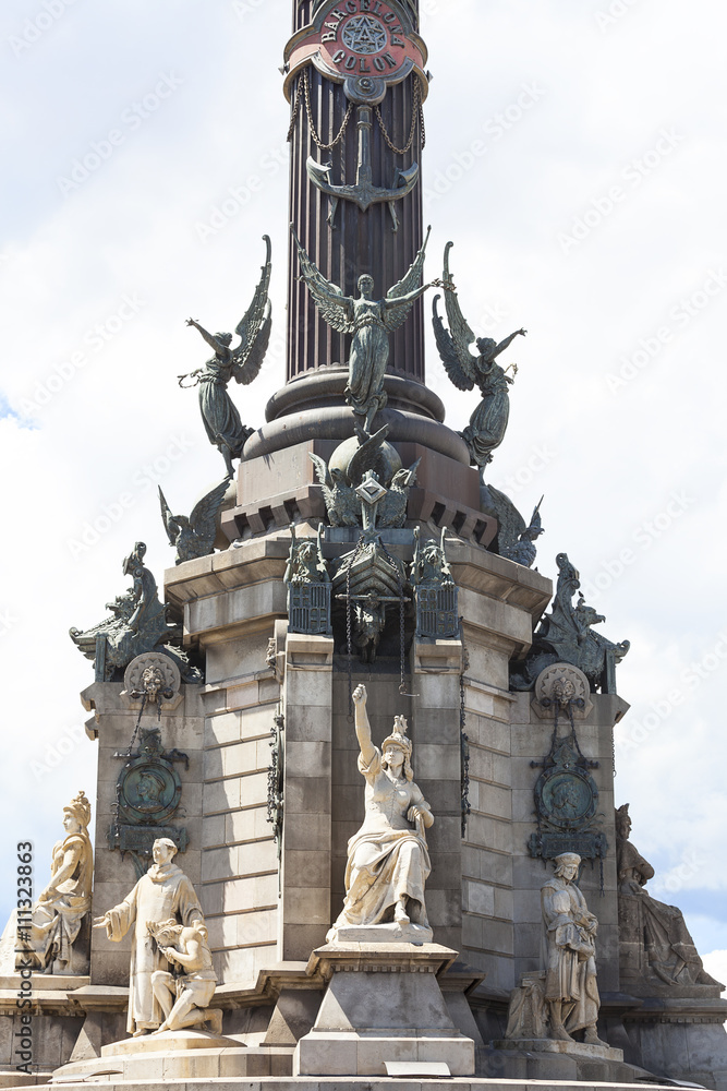 Details of Columbus Monument, Barcelona, Spain.