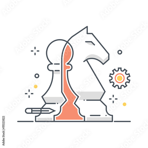 Color line, chess knight illustration
